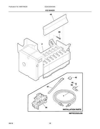 Ice Maker Diagram and Parts List for EI23CS35KS4A  Frigidaire Refrigerator