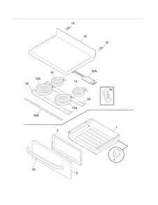 Top/drawer Diagram and Parts List for LFEF3017LSD  Frigidaire Range