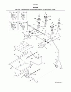 Burner Diagram and Parts List for 7903261331C  Kenmore Range