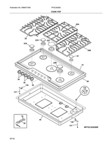Maintop Diagram and Parts List for FFGC3626SBB  Frigidaire Cooktop