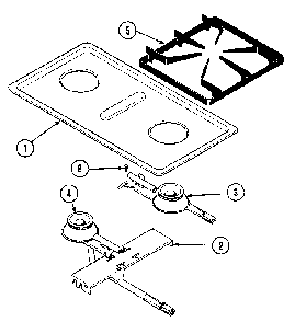 Surface Burner Diagram and Parts List for 12601(1988)  Kenmore Range