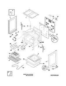 Body Diagram and Parts List for FFEF3005MQC  Frigidaire Range