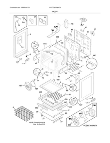 Body Diagram and Parts List for CGEF3059RFB  Frigidaire Range