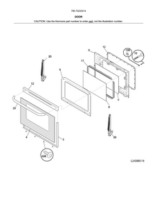 Door Diagram and Parts List for 79073233314  Kenmore Range