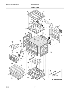 Lower Oven Diagram and Parts List for PCWD3080AFA  Frigidaire Range Hood