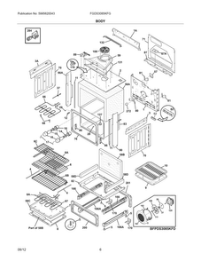 Body Diagram and Parts List for FGDS3065KFG  Frigidaire Range