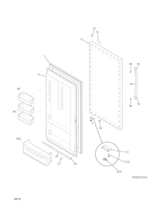 Door Diagram and Parts List for FFVU17F4QWB  Frigidaire Freezer