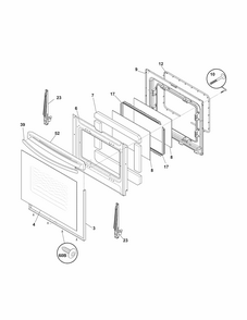 Door Diagram and Parts List for 79072609013  Kenmore Range