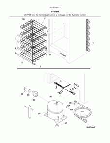 System Diagram and Parts List for 25321742513  Kenmore Freezer