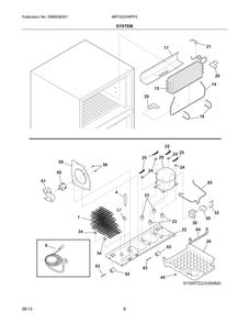 System Diagram and Parts List for MRTS23V8PF0  Frigidaire Refrigerator