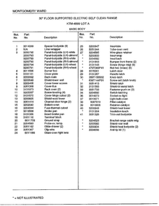 Basic Body Page 2 Diagram and Parts List for 4899A  Frigidaire Range