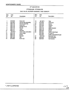Gas Valve, Burner Assembly And Sensor Page 2 Diagram and Parts List for 8338B  Frigidaire Dryer