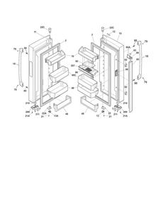 Fresh Food Doors Diagram and Parts List for EI23BC80KS3  Electrolux Refrigerator