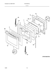 Door Diagram and Parts List for FFGF3054TSJ  Frigidaire Range