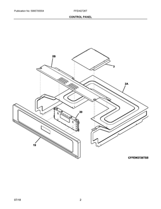 Control Panel Diagram and Parts List for FFEW2726TBC  Frigidaire Wall Oven