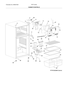 Cabinet/controls Diagram and Parts List for FFET1222QS0  Frigidaire Refrigerator