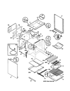 Body Diagram and Parts List for FGF376CERR  Frigidaire Range
