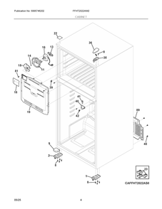 Cabinet Diagram and Parts List for FFHT2022AW2  Frigidaire Refrigerator