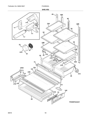 09 - SHELVES Diagram and Parts List for FGUB2642LE8  Frigidaire Refrigerator