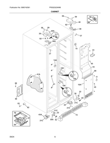 Cabinet Diagram and Parts List for FRSS2323AW8  Frigidaire Refrigerator