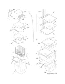 Shelves Diagram and Parts List for FGHS2355PF5A  Frigidaire Refrigerator