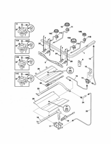 Burner Diagram and Parts List for 79075924300  Kenmore Range