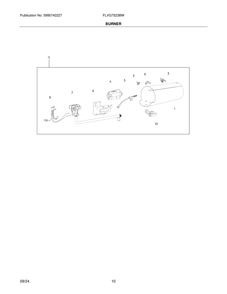 Burner Diagram and Parts List for FLVG7523BW  Frigidaire Dryer