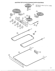 Electric Top And Oven Elements With Controls Diagram and Parts List for 2530E  Frigidaire Range