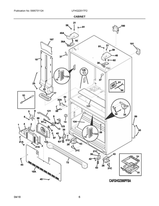 Cabinet Diagram and Parts List for LFHG2251TF2  Frigidaire Refrigerator