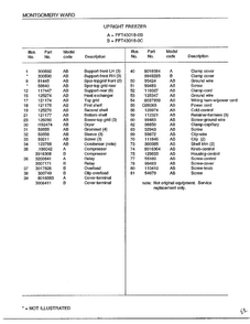 Upright Freezer Page 4 Diagram and Parts List for 43018C  Frigidaire Freezer