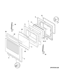 Door Diagram and Parts List for FFGF3023LSG  Frigidaire Range