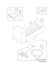 Freezer Ice Maker Diagram and Parts List for FPBS2777RF0  Frigidaire Refrigerator