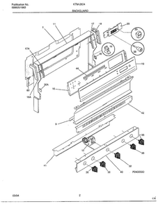 Backguard Diagram and Parts List for 2834-80B  Frigidaire Range