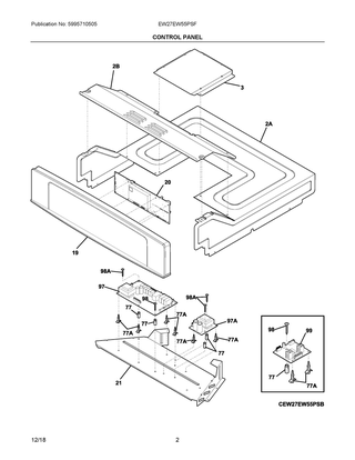 Control Panel Diagram and Parts List for EW27EW55PSF  Frigidaire Wall Oven