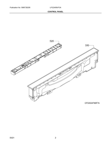 Control Panel Diagram and Parts List for LFID2459VF3A  Frigidaire Dishwasher