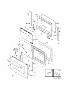 Door Diagram and Parts List for 79047833405  Kenmore Wall Oven