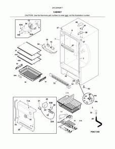 Cabinet Diagram and Parts List for 25322052611  Kenmore Freezer