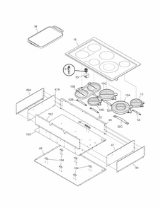 Maintop Diagram and Parts List for 79043043401  Kenmore Cooktop