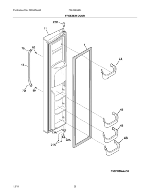 03 - FREEZER DOOR Diagram and Parts List for FGUS2632LP2  Frigidaire Refrigerator