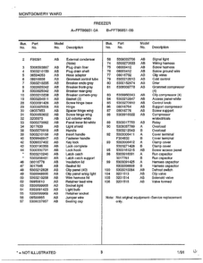 Freezer Page 2 Diagram and Parts List for 86851-0B  Frigidaire Freezer
