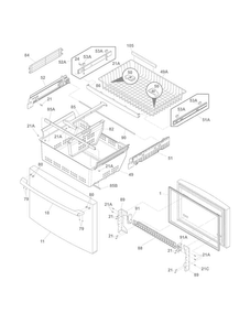 Freezer Drawer, Baskets Diagram and Parts List for EI28BS65KS7  Electrolux Refrigerator