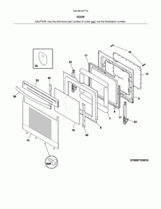 Door Diagram and Parts List for 79096197710  Kenmore Range
