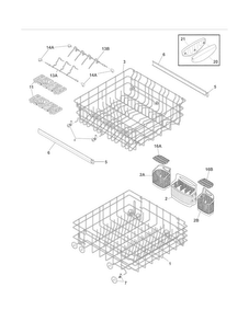 Racks Diagram and Parts List for LGBD2431LF0B  Frigidaire Dishwasher
