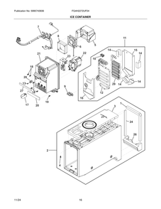 Ice Container Diagram and Parts List for FG4H2272UF04  Frigidaire Freezer