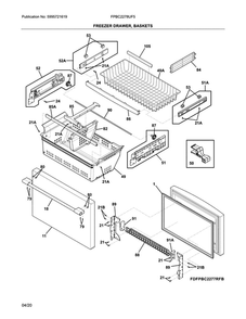 Freezer Door Diagram and Parts List for FPBC2278UF5  Frigidaire Refrigerator