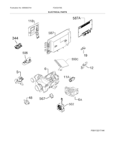 Electrical Parts Diagram and Parts List for FGID2476SB0A  Frigidaire Dishwasher