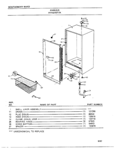 Freezer Page 5 Diagram and Parts List for 43157A-7  Frigidaire Freezer