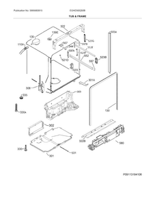 Tub & Frame Diagram and Parts List for EI24ID50QS0B  Electrolux Dishwasher