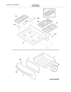 Top/drawer Diagram and Parts List for FGGF3045RFB  Frigidaire Range