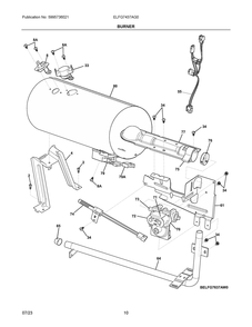 Burner Diagram and Parts List for ELFG7437AG0  Frigidaire Dryer